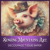 Elegante Steampunk Pig Portret Decoupage Tissuepapier