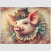 Elegante Steampunk Varkensportret Decoupage Tissuepapier (Voorkant)