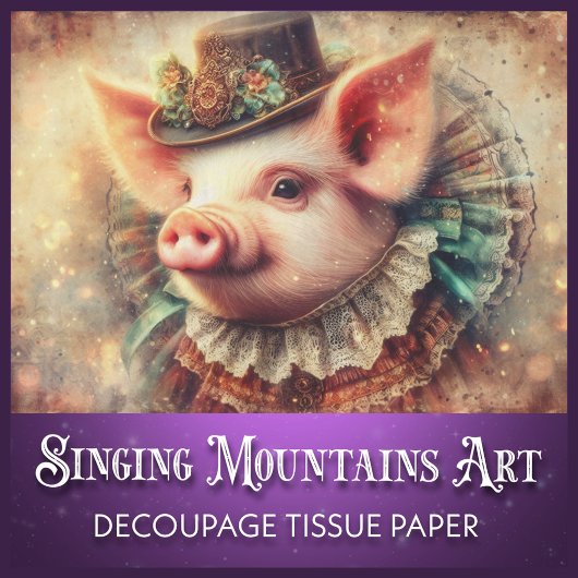 Elegante Steampunk Varkensportret Decoupage Tissuepapier