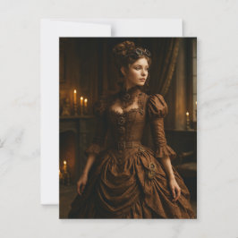 Elegante Steampunk Victoriaanse Dame in Bruin Briefkaart