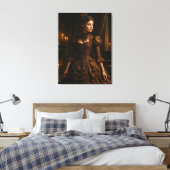 Elegante Steampunk Victoriaanse Dame in Bruin Canvas Afdruk (Insitu (Slaapkamer))
