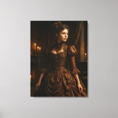 Elegante Steampunk Victoriaanse Dame in Bruin Canvas Afdruk (Voorkant)