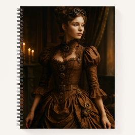Elegante Steampunk Victoriaanse dame in bruin Notitieboek