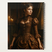 Elegante Steampunk Victoriaanse Dame in Bruin Planner (Achterkant)