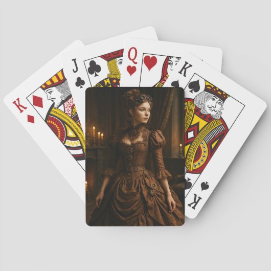 Elegante Steampunk Victoriaanse Dame in Bruin  Pokerkaarten (Achterkant)