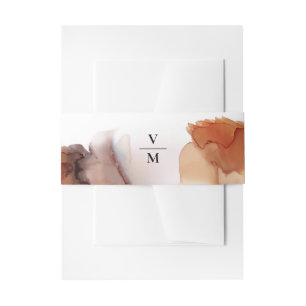 Elegante Steekproef Oranje Waterverf Inkt Uitnodigingen Wikkel