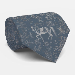 Elegante  Steel Blue Horse Floral Stropdas