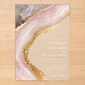 Elegante steen agaat marmer chique bruiloft acryl uitnodigingen (Voorkant)