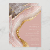 Elegante steen agaat marmer chique bruiloft kaart (Voorkant / Achterkant)