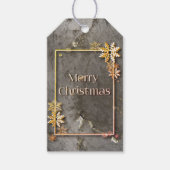 Elegante steenstructuur goud sneeuwvlok Kerstmis Cadeaulabel (Voorkant)