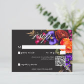 Elegante Stemmig Levendig Oogst Bloem QR Code RSVP Kaartje (Staand voorkant)