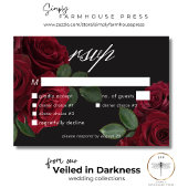 Elegante stemmige bloedrode rozen bloemendiner RSVP kaartje