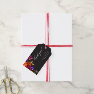 Elegante Stemming Levendig Oogst Bloemrijke Bruids Cadeaulabel