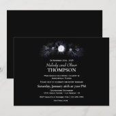 Elegante Stemming Zwarte Bloemrijke Naoftrekfeest Kaart (Voorkant / Achterkant)