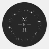 Elegante Ster Monogram Hemelbruiloft Ronde Sticker (Voorkant)