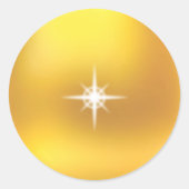 Elegante ster op goud ronde sticker (Voorkant)