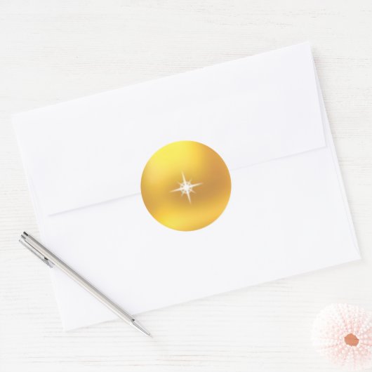 Elegante ster op goud ronde sticker (Envelop)