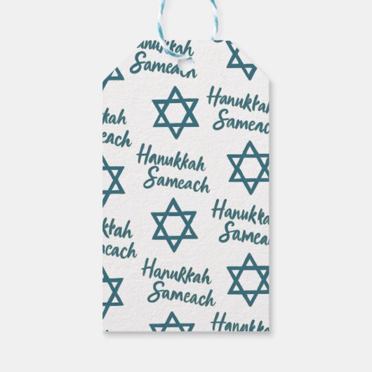 Elegante ster van David Chanoeka Sameach Cadeaulabel (Achterkant)