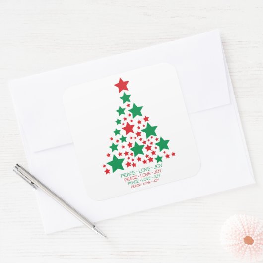 Elegante sterboom vierkante sticker (Envelop)