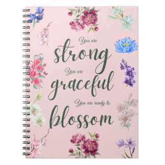 Elegante sterke sierlijke bloesem bloem roze notitieboek