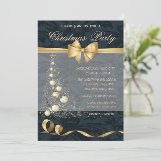 Elegante Sterren Gouden Kerstboom Boog, Kerstmis Kaart (Staand voorkant)