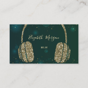 Elegante sterren groene glitter hoofdtelefoon DJ Visitekaartje