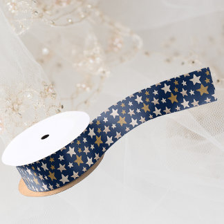 Elegante sterren Kerst Blauw Goud Lint