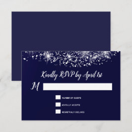 Elegante sterren marineblauw RSVP kaartje