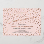 Elegante sterren Quinceañera 15e verjaardagsfeest Folie Uitnodiging (Voorkant)