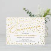 Elegante sterren Quinceañera 15e verjaardagsfeest Folie Uitnodiging (Staand Voorkant)