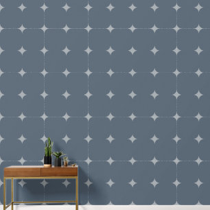 Elegante sterren Zilver Zeer donkergrijs blauw pat Behang