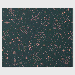 Elegante sterrenbeelden en astrologiesymbolen cadeaupapier
