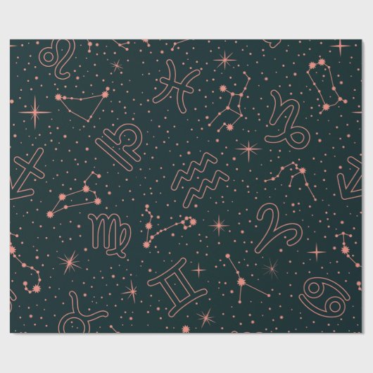 Elegante sterrenbeelden en astrologiesymbolen cadeaupapier (Vlak)