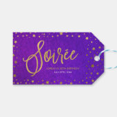 Elegante sterrenhemel Paarse Waterverf Soiree Verj Cadeaulabel (Voorkant (Horizontaal))