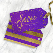 Elegante sterrenhemel Paarse Waterverf Soiree Verj Cadeaulabel