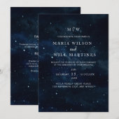 Elegante sterrenhemel trouwuitnodiging modern  (Voorkant / Achterkant)