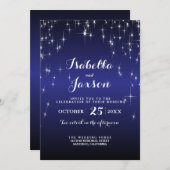 Elegante sterrenhemelbruiloft in donkerblauw kaart (Voorkant / Achterkant)