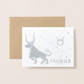 Elegante sterrenkunde | Taurus Verjaardag Zilver Folie Kaarten (Voorkant met envelop)