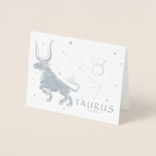 Elegante sterrenkunde | Taurus Verjaardag Zilver Folie Kaarten (Voorkant)