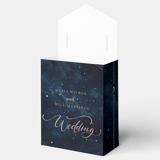 Elegante Sterrennacht bruiloft hemelse bruiloft Bedankdoosjes (Geopend)