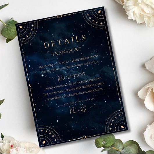 Elegante Sterrennacht bruiloft hemelse bruiloft Kaart
