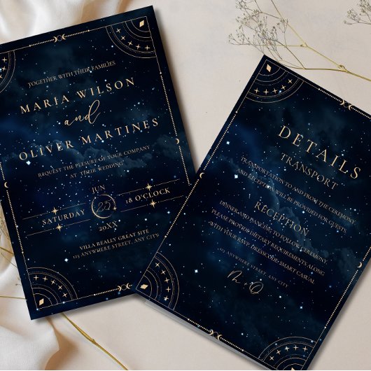 Elegante Sterrennacht bruiloft hemelse bruiloft Kaart