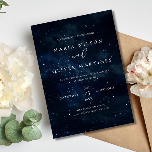 Elegante Sterrennacht Bruiloft uitnodiging Modern