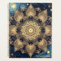 Elegante Sterrennacht Nebula Blauw Goud Mandala Ar