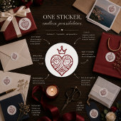 Elegante sticker met rode kroonhart