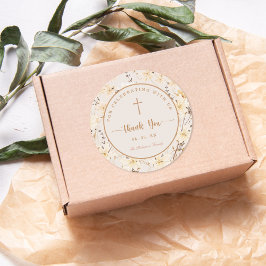 Elegante sticker met wilde bloemen voor doop of ch