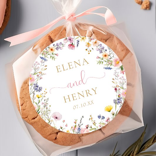 Elegante sticker voor wilde bloemen bruiloft