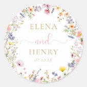 Elegante sticker voor wilde bloemen bruiloft (Voorkant)