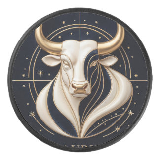 ♉ Elegante Stier Zodiac Gouden Stier Astrologie ✨ Hockey Puck