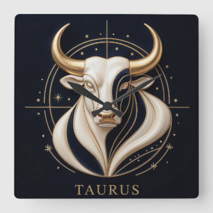 ♉ Elegante Stier Zodiac Gouden Stier Astrologie ✨ Vierkante Klok